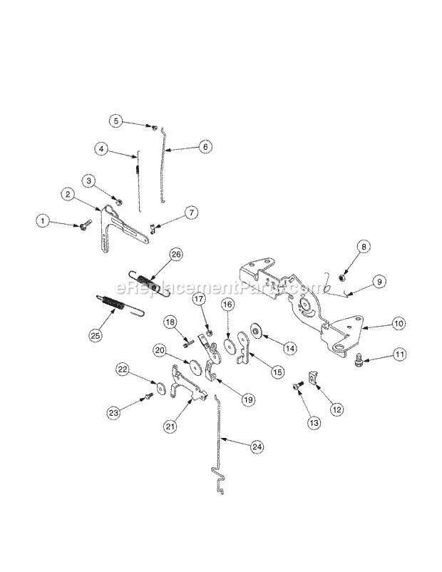 Engine Controls Diagram and Parts List for SLT1554 13AK11CK709, 13AK11CK710, 13AK11CK712 Cub Cadet Lawn Tractor